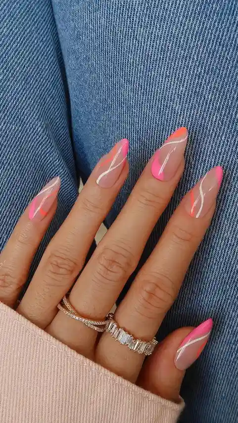 Abstract Art Hot Pink Summer Nail