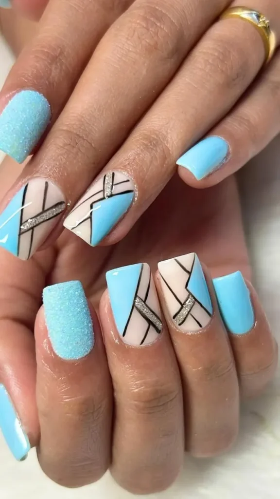 Abstract Art on Squoval Nails