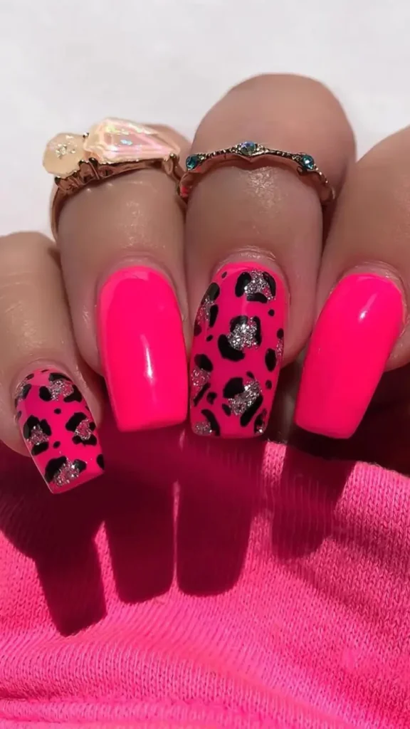 Animal Print Hot Pink Summer Nail