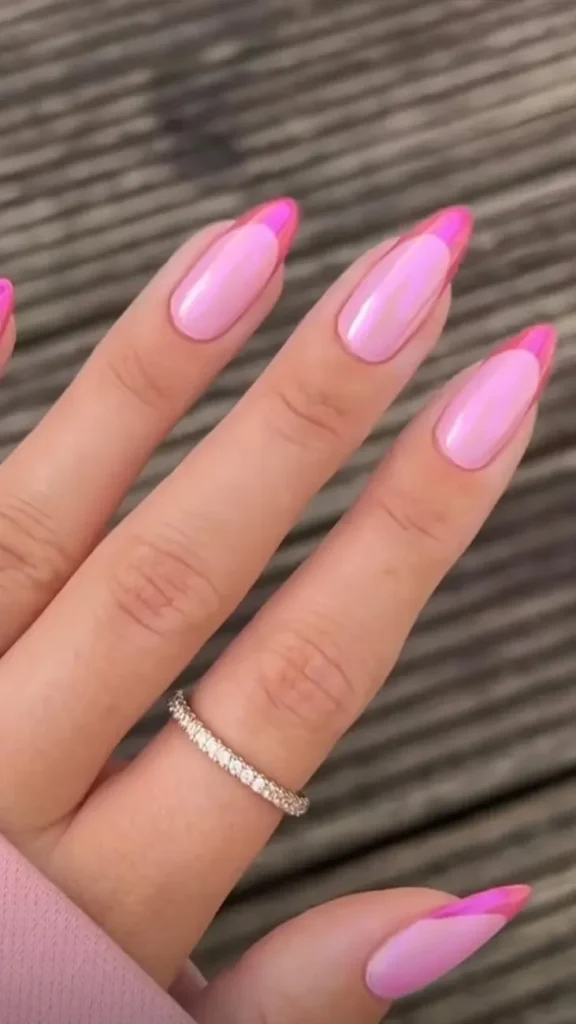 Barbiecore Pink Summer French Tipsn Nail