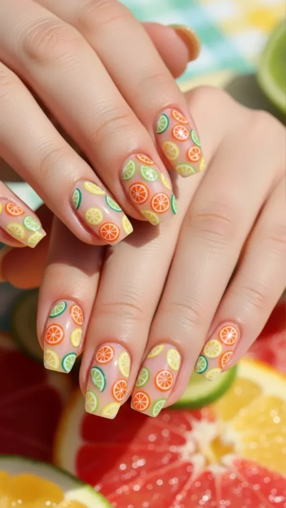 Citrus Slice Mosaic Fruit Nail