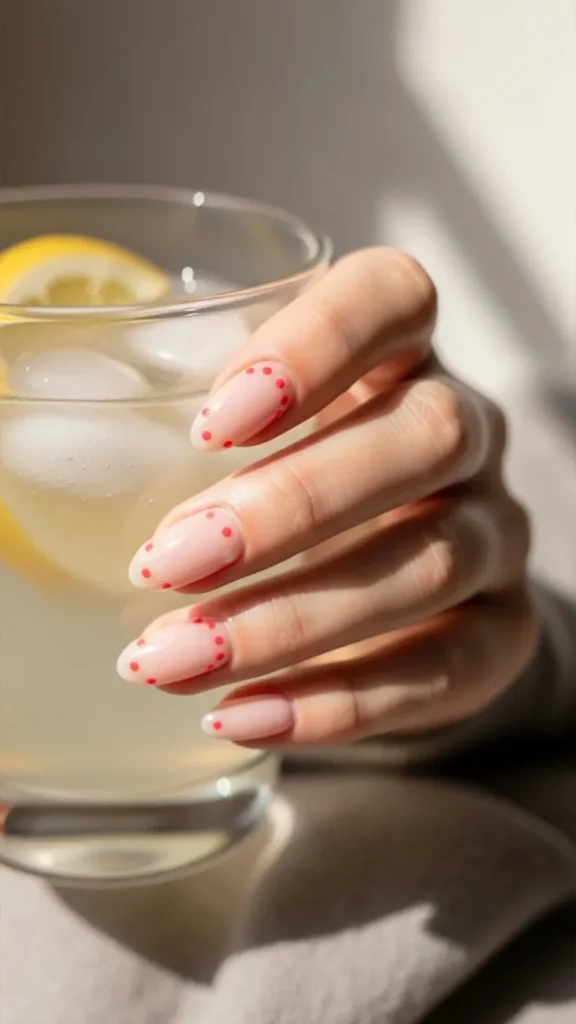 Coral Dotted Minimalism Summer Nail