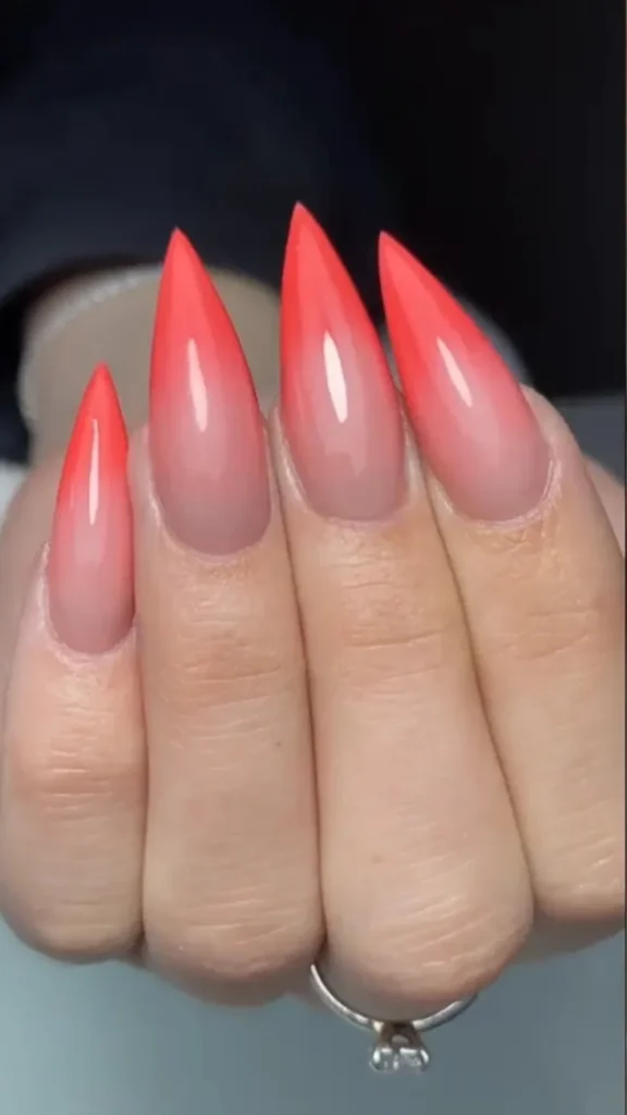 Coral Ombre Fade Summer Coral Nail