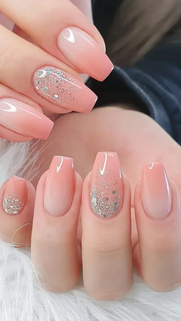 Coral with Silver Studs Summer Nail