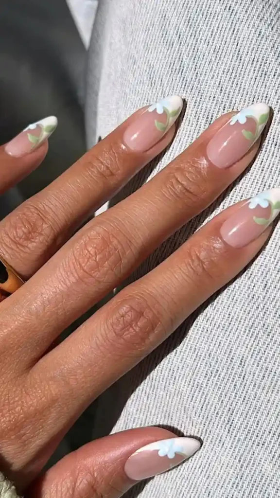 Floral Summer French Tips Nails