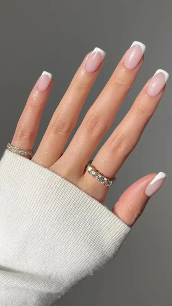 French Tips on Squoval Nails