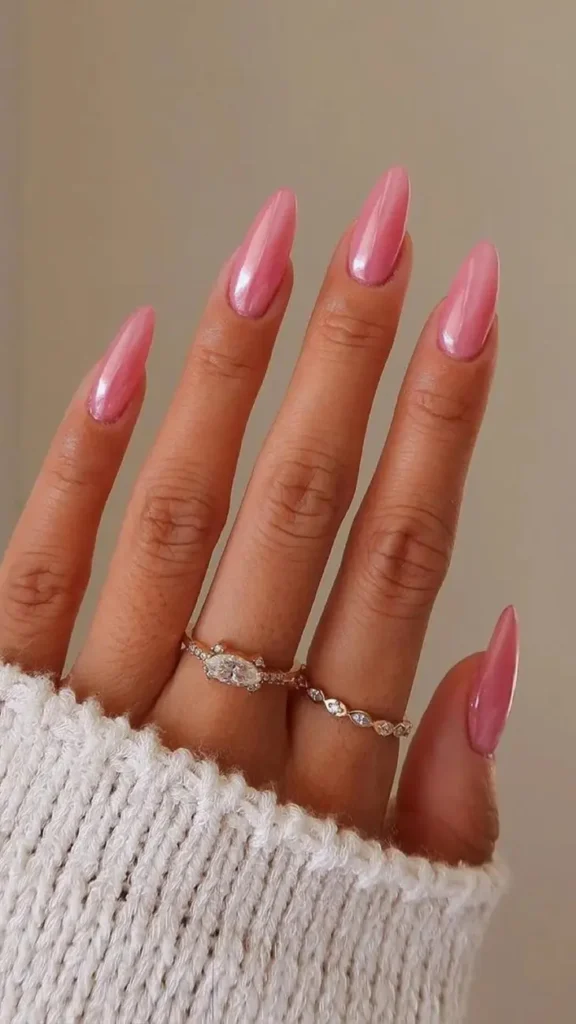 Glitter Gradient Hot Pink Summer Nail
