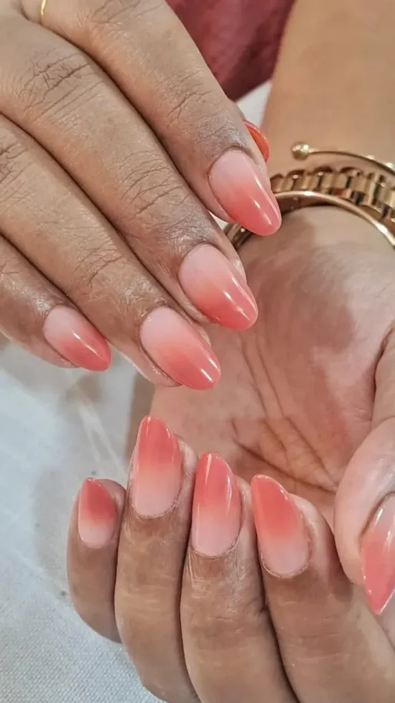 Peach Ombre Summer French Tip Nails