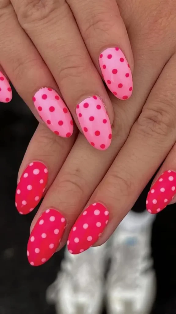 Polka Dots Hot Pink Summer Nail
