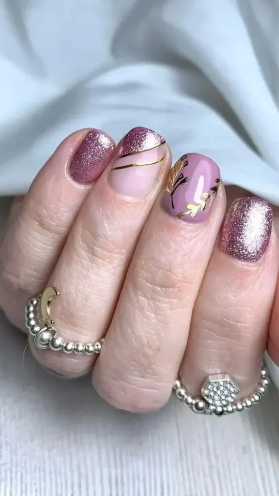 Rose Gold Foil over Mauve Base