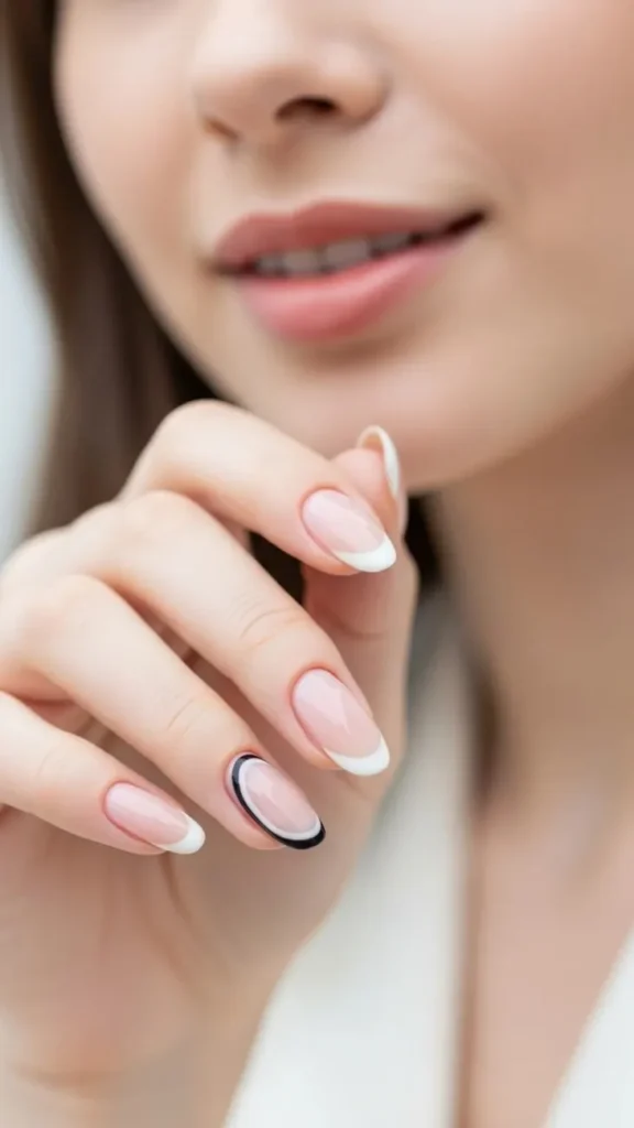 Squoval Nails with Negative Space Designs