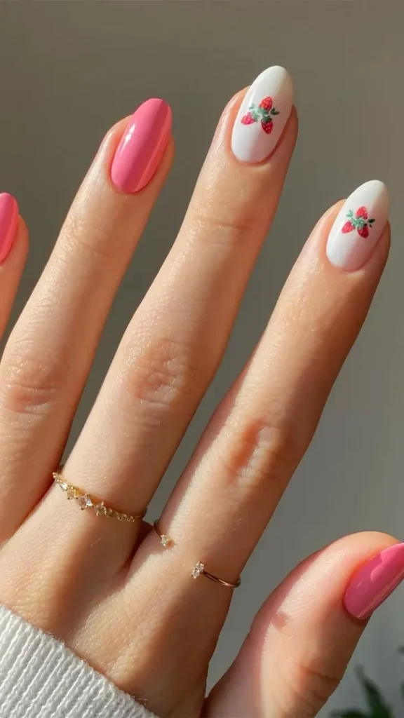 Strawberry Blush Ombre Furit Nail