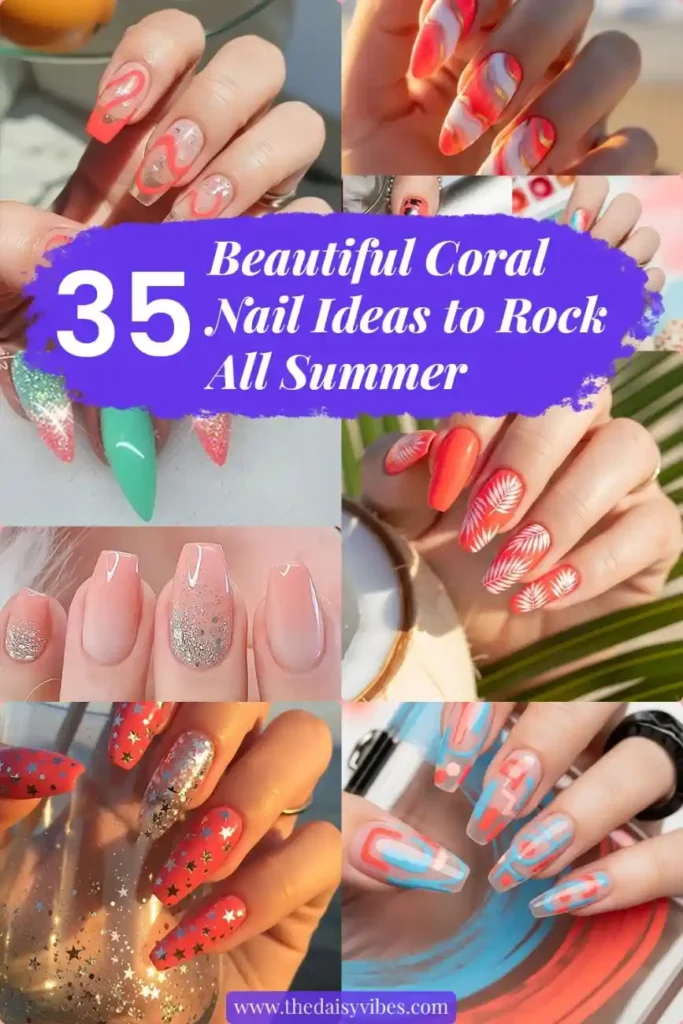 Summer Coral Nails