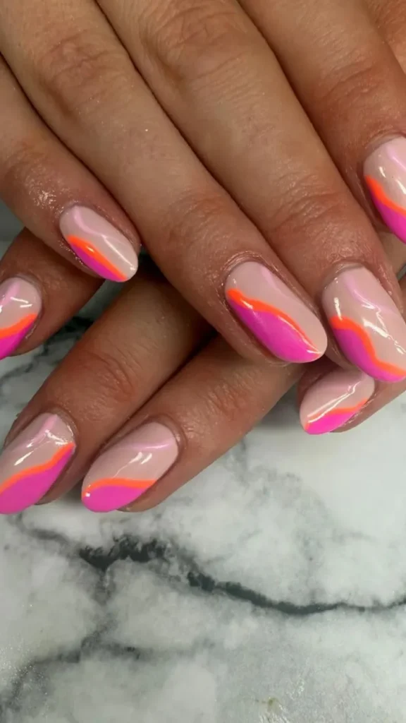 Swirls and Stripes Summer Nail