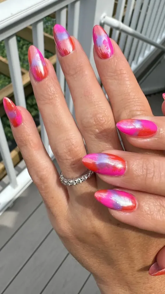 Tie-Dye Hot Pink Summer Nail