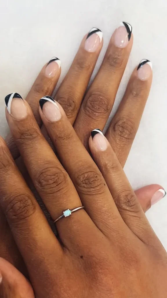 Two-Tone Squoval French Tips