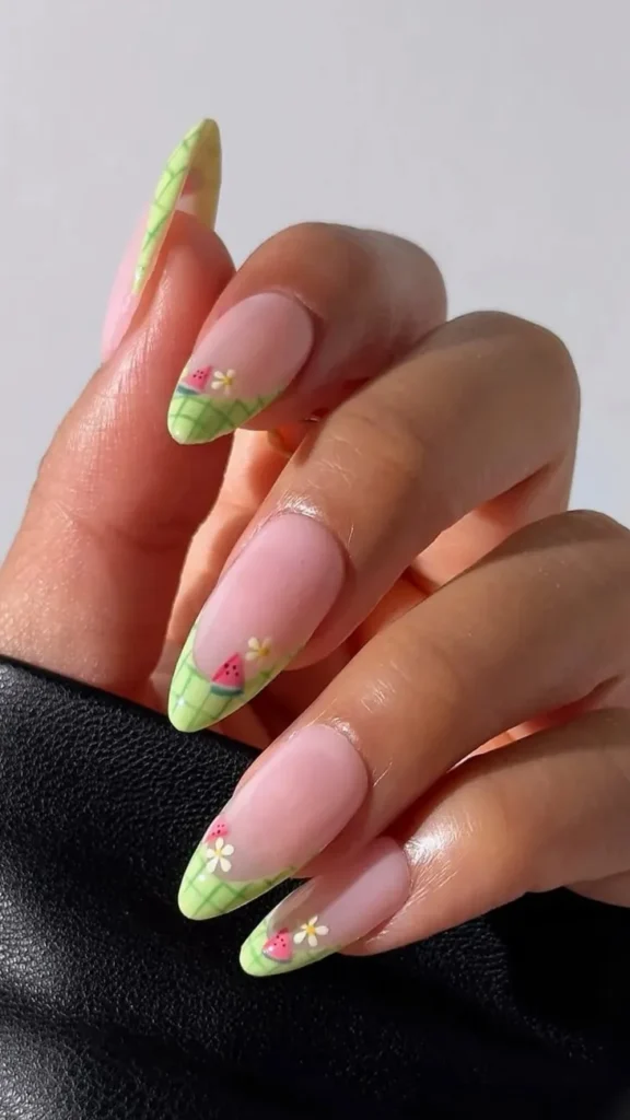 Watermelon Summer French Tip Nail